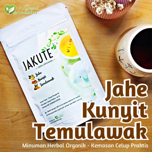 

JAKUTE celup - JAHE KUNYIT TEMULAWAK - Herbal Drink - kemasan praktis siap minum