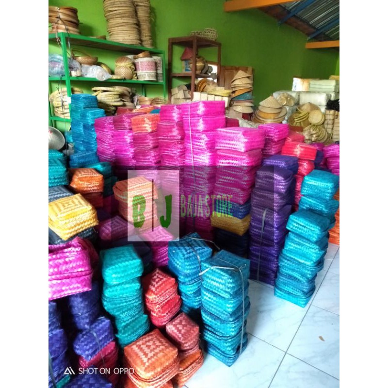 besek bambu warna biru via chat 18cm 140pasang