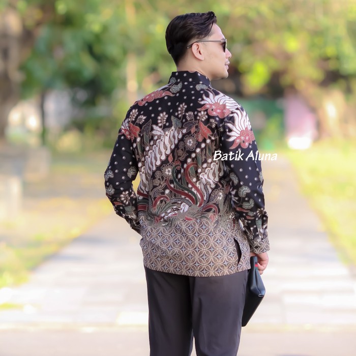 Kemeja Batik Pria Lengan Panjang Semi Premium Formal Modern Kerja Kantor Full Furing Dan Elegan Dewasa Fashion Batik Aluna