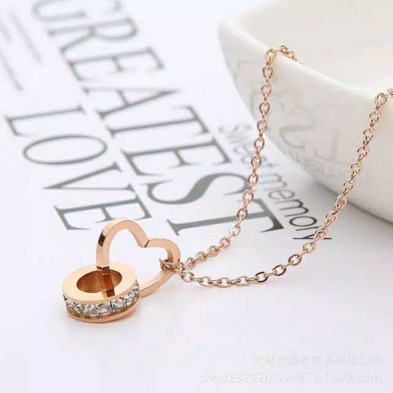 GG Kalung Love Ring Rantai Classic Titanium #KL-131A