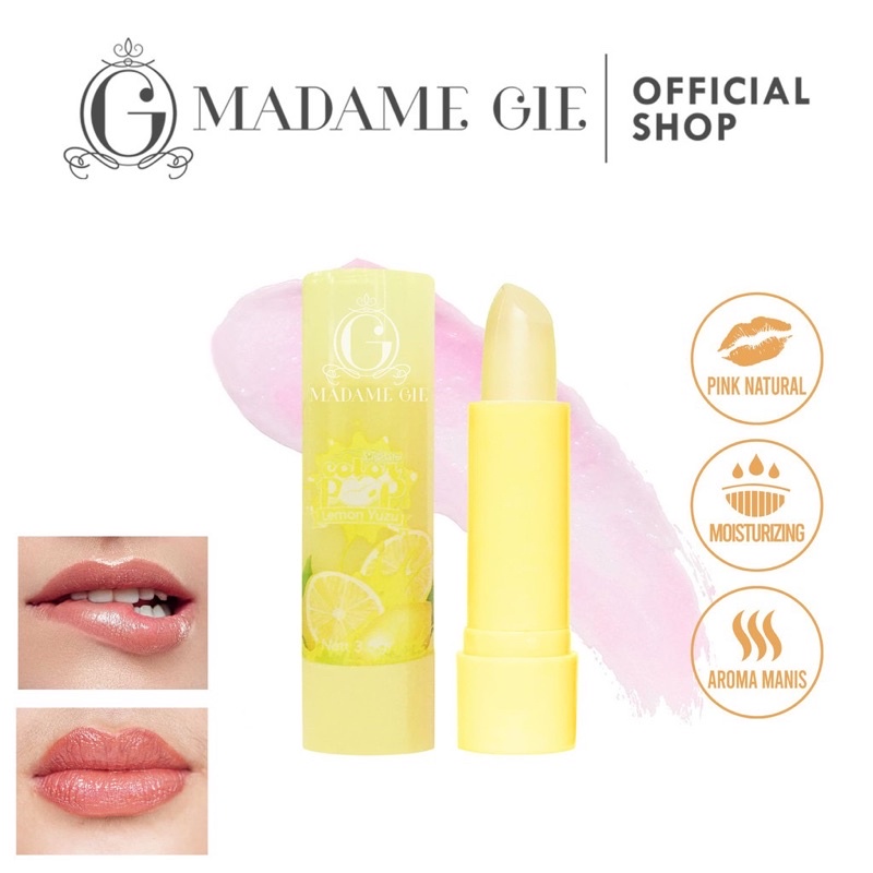 MADAME GIE Color Pop Lip Balm Fruity Series Indonesia / Pelembab Bibir 3.5g / Coconut Oil Beeswax Vitamin E / Aroma Manis Moisturise Ringan Melembabkan Pink Natural / Lipstick Lips Makeup Make Up Gincu / Skincare Face Treatment Perawatan Kulit Treat Ur