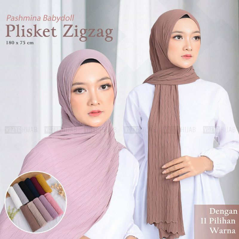 Pashmina Plisket Zigzag Padi