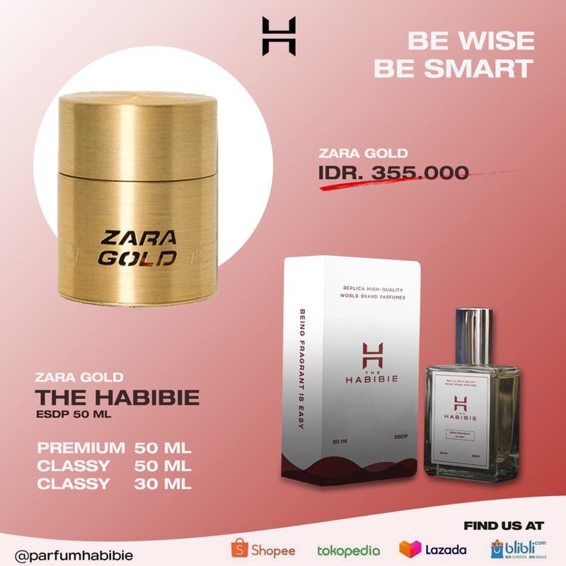 Habibie Parfum Zara Gold Parfum Refill 99% Original Taste