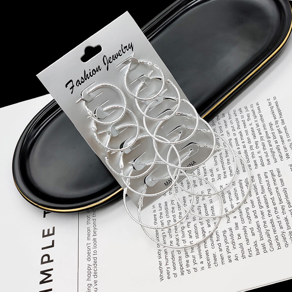 Hu Hu Hu Hu Hu Alat Bantu Pasang Kacamata♡ 6 Pasang Anting Tusuk Bentuk Lingkaran Bahan Metal Gaya Punk Untuk Wanita