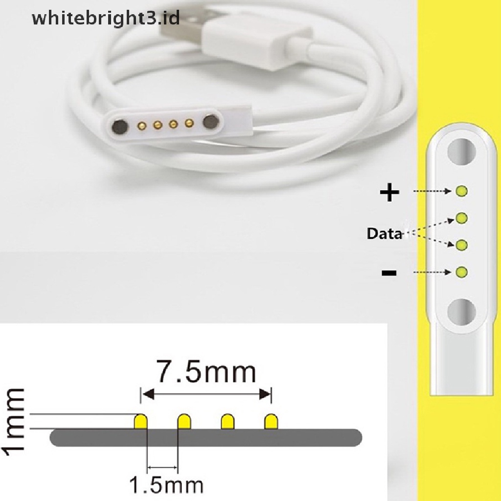 (whitebright3.id) Kabel Power Charger USB 2.0 Magnetik 4 Pin Untuk Smartwatch KW88