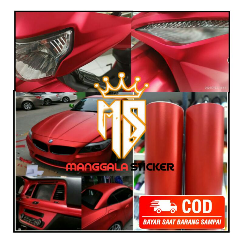 Stiker skotlet merah doff metalik merk infinity skotlet merah doff krom untuk bodi motor dan mobil