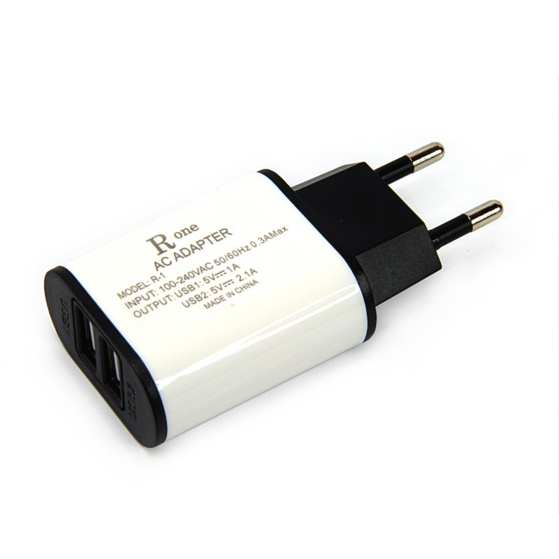 Traveler Charger Kepala Adaptor R-ONE 2in1 output 2.1 A dan 1 A - Putih