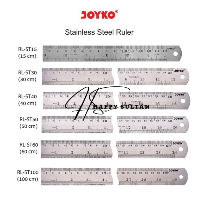 

Stainless Steel Ruler Penggaris Besi Joyko 15 30 40 50 60 100 cm