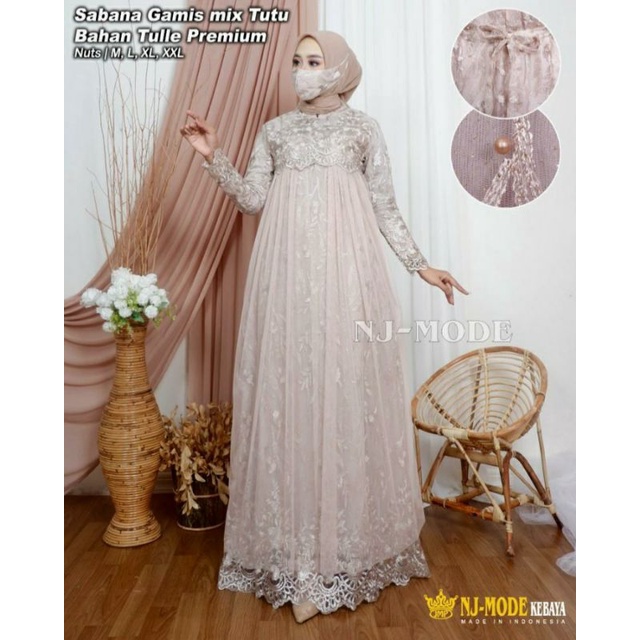 GAMIS BRUKAT TILLE LAYLA MODEL TERBARU/MOTIF TERBARU GAMIS KODANGAN/PESTA DRESS KONDANGAN-6