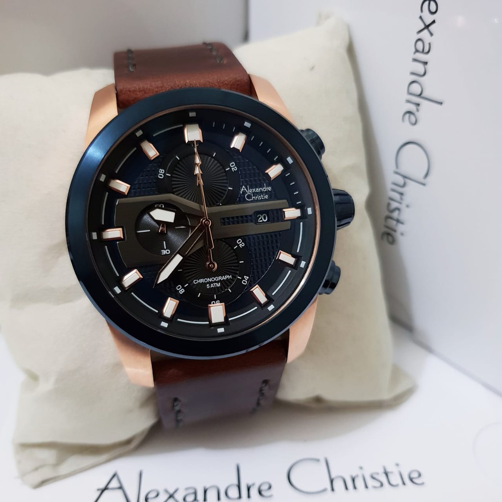 ALEXANDRE CHRISTIE ORIGINAL AC6270 BLUE ROSEGOLD JAM TANGAN PRIA