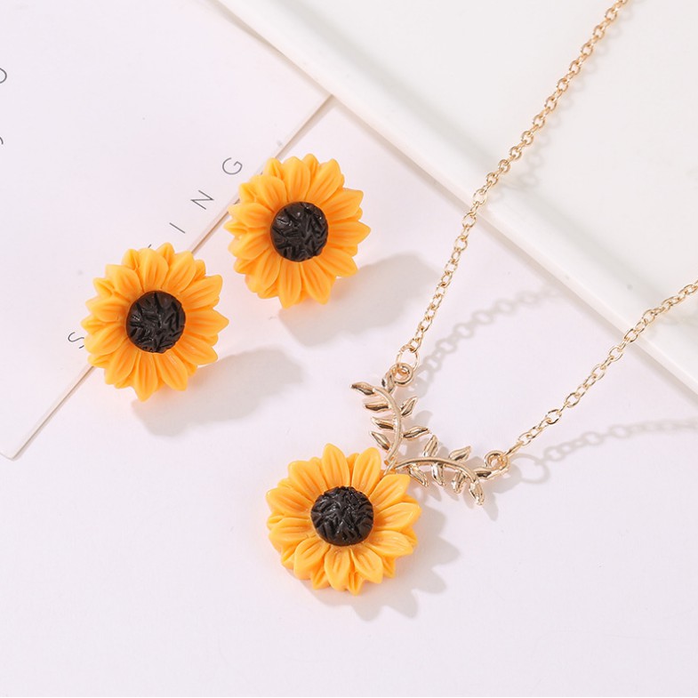 [MHANG]Kalung Wanita Momen Silver Mutiara Sun Flower Feminin Fashion Sunflower Pendant