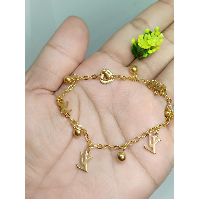 gelang kaki titanium kuning gold anti karat