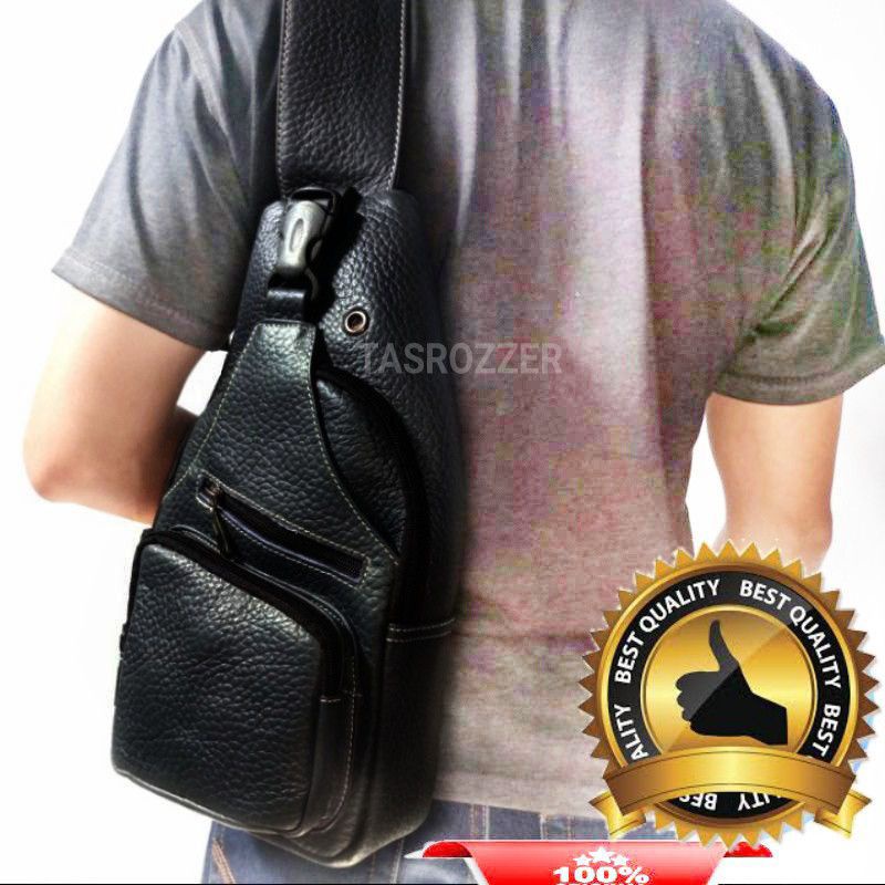 Tas selempang kulit pria original waistbag garut