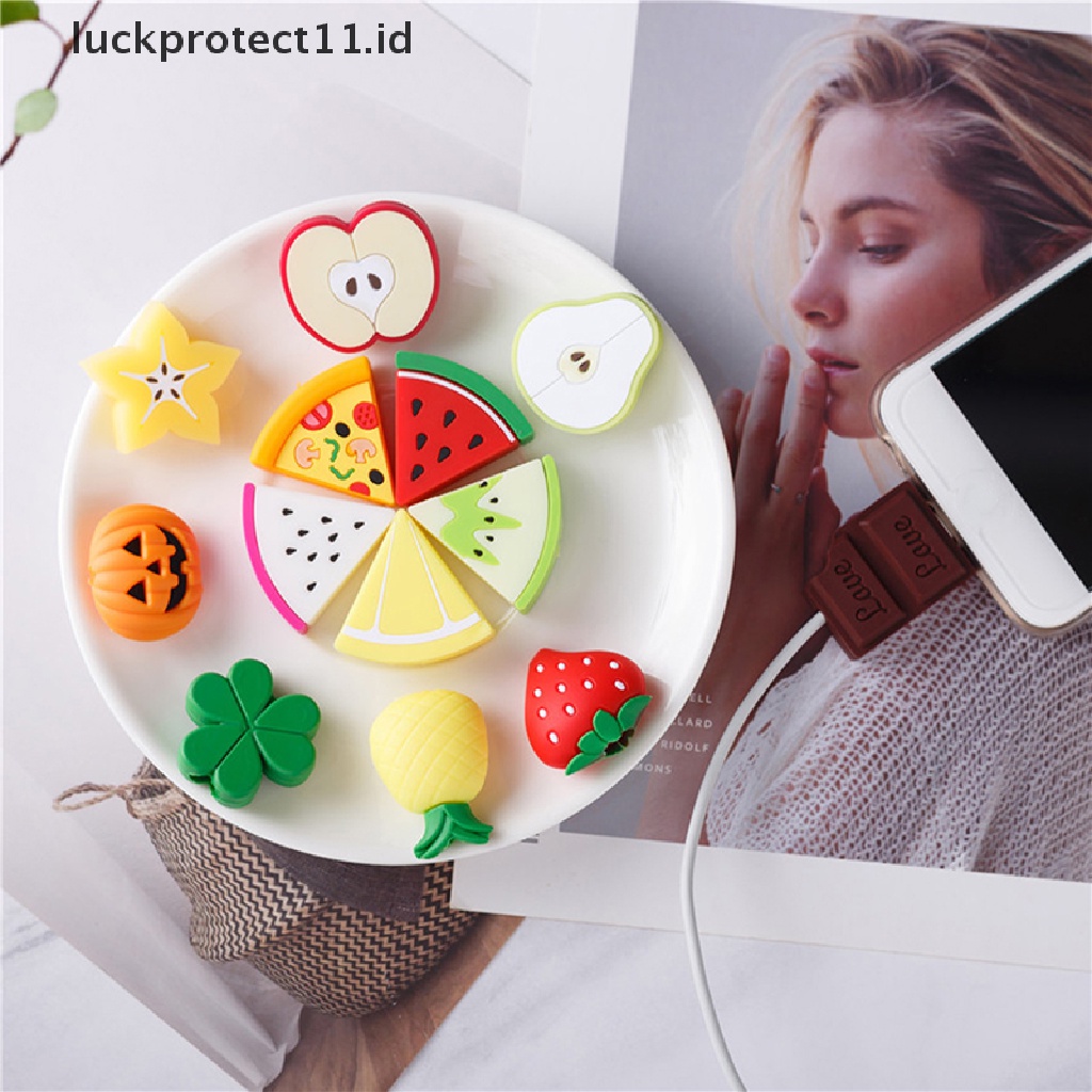 &lt; Luckprotect11. &lt; LuckproteksiId &gt; Cover Pelindung Kabel Charger Usb Bentuk Buah Lucu