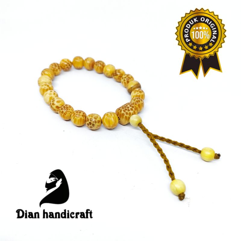 Gelang Kayu Nibung/Liwung Putih Size 8mm Asli