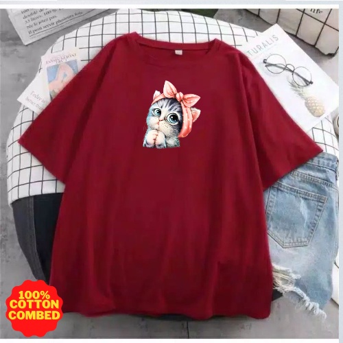 Kaos Oversize KUCING PITA Unisex Katun Combed 24s Jumbo/Kaos Katun