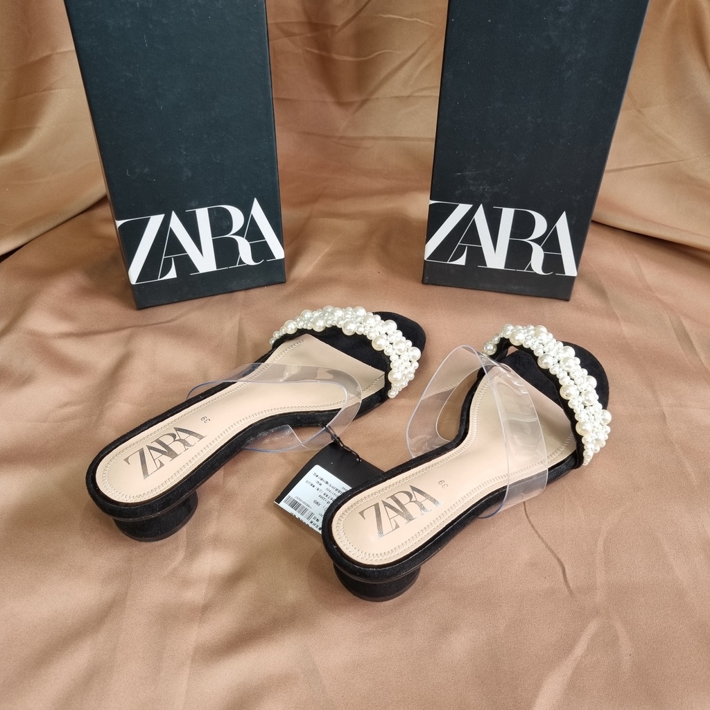 SEPATU ZR WANITA VYNIL AND PEARL HEELS SANDAL