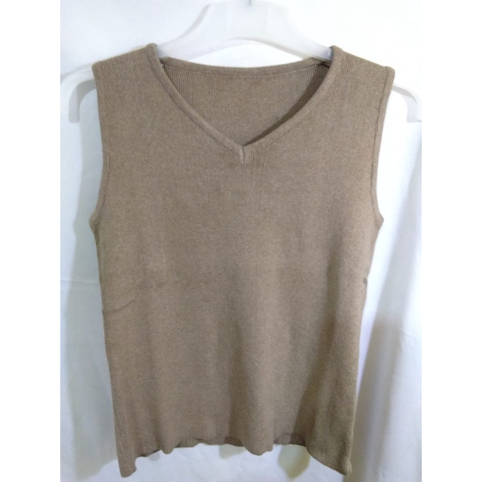 Manset Rajut Tanpa Lengan / Inner Rajut V Neck Tanpa Lengan / Tanktop Rajut Premium