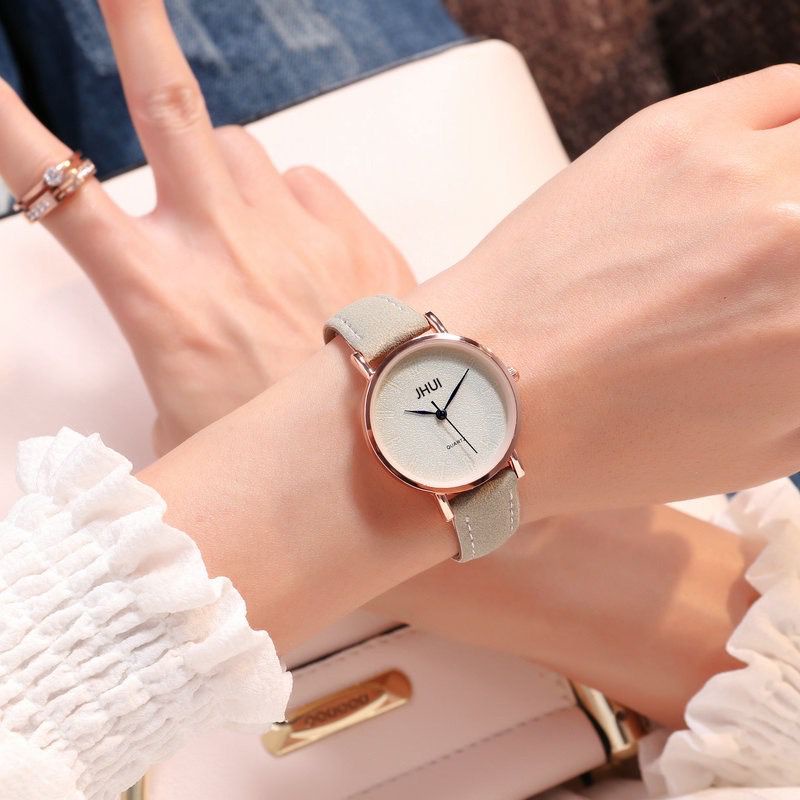 [PA] Jam Tangan Couple Pria / Wanita Polos Casual Dial Bulat Fashion Analog Quartz Simple Strap Kulit Pu Leather JF098