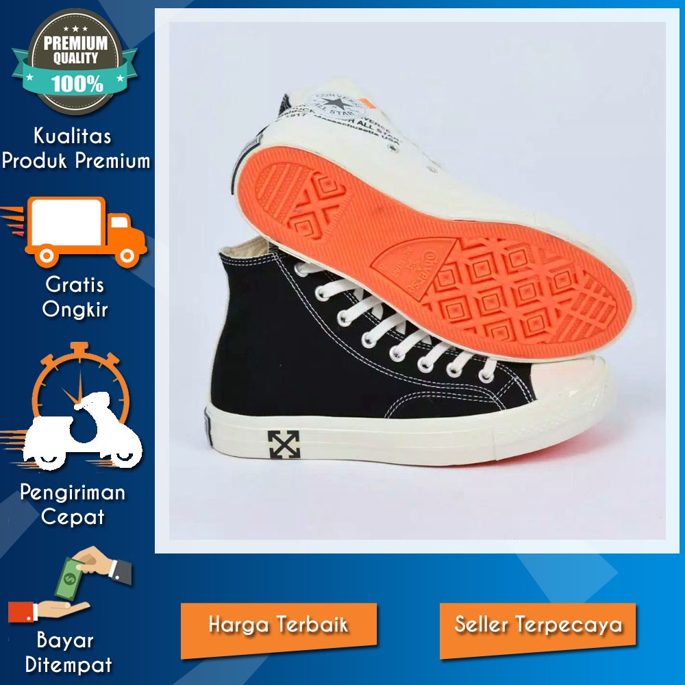 Sepatu Converse 70s x Off White Tinggi Black Cream Murah