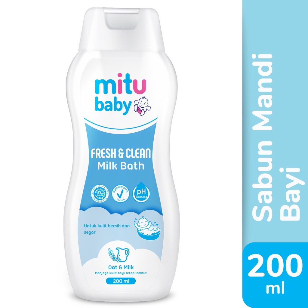 Mitu Baby Soap Milk Bath / 2in1 ( Hair &amp; Body)200ml + Bubble Wrap / Toko Makmur Online