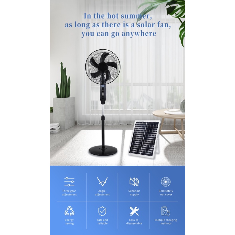 HXT-188 - Solar Charging Electric Fan 25W - Kipas Angin Tenaga Surya