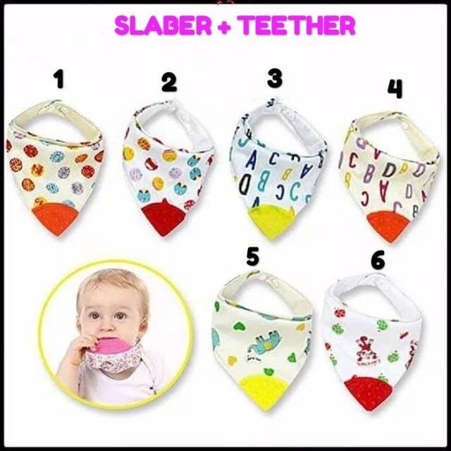 Slaber Bayi Teether 2 in 1 / Slaber Bayi /  Teether Bayi / Gigitan Bayi / Perangsang Gigi Bayi / Gig