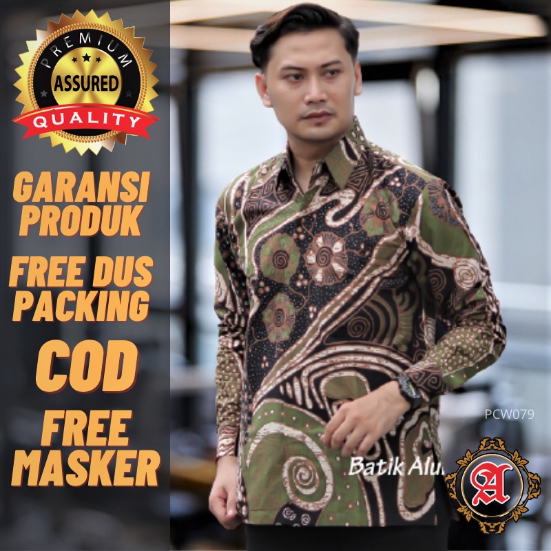 Batik Pria Kemeja Lengan Panjang Modern Prabuseno Premium Full Furing Produksi Batik Solo PCW 079