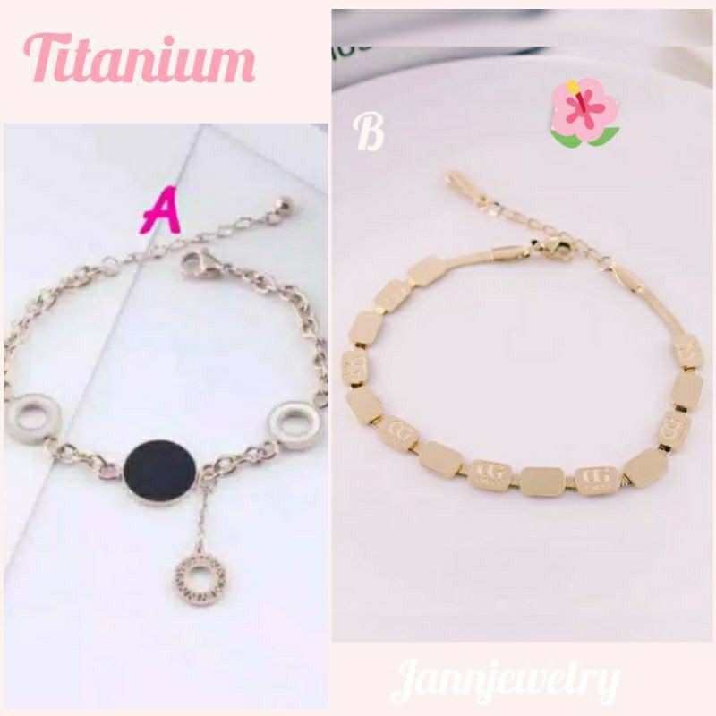 Gelang Tangan Titanium Simple Fashion Korea Anti Karat &amp; Hitam