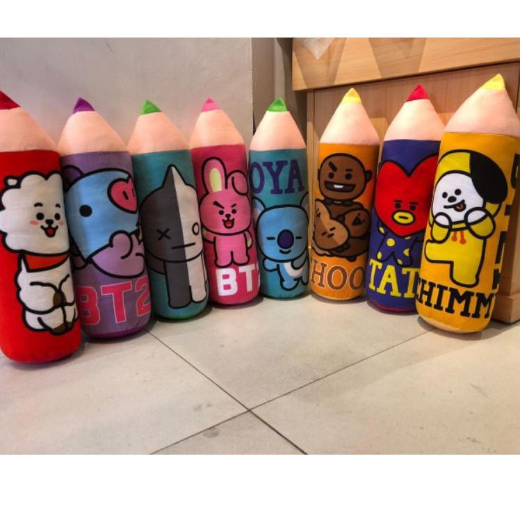 

boneka bantal guling BTS bt21 pencil pensil lucu RJ mang Van cooky koya shooky tata chimmy (ART. 303