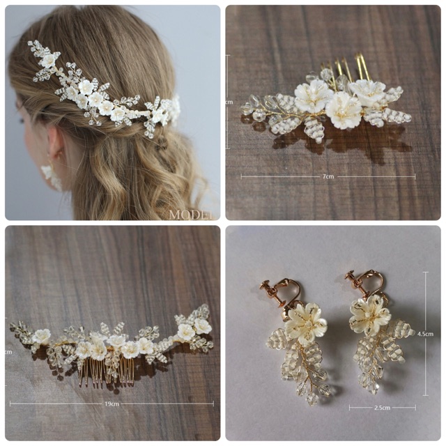 white flower wedding hair accessories