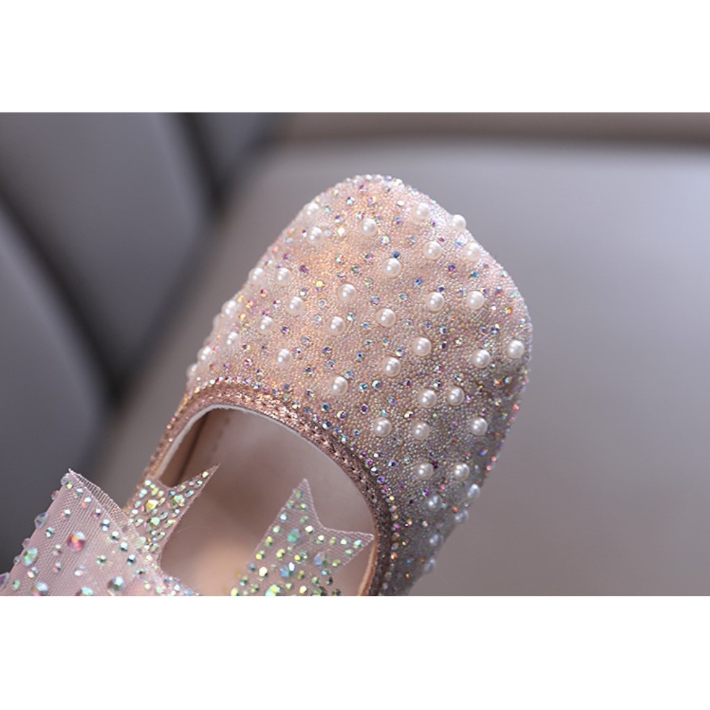 SH1-Sepatu Pesta Anak Perempuan Import Mutiara Sparkling