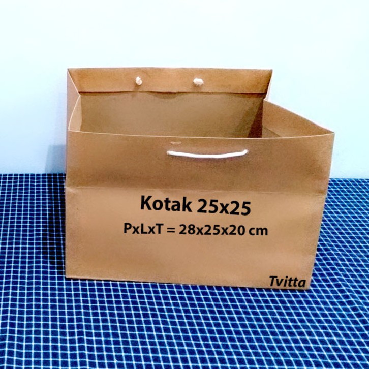

PaperBag Polos Kraft | Paper bag Coklat Kotak 25x25 cm
