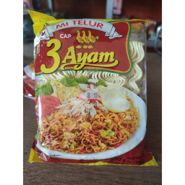 Mie Telur Cap 3 Ayam - Mi Kering 120gr
