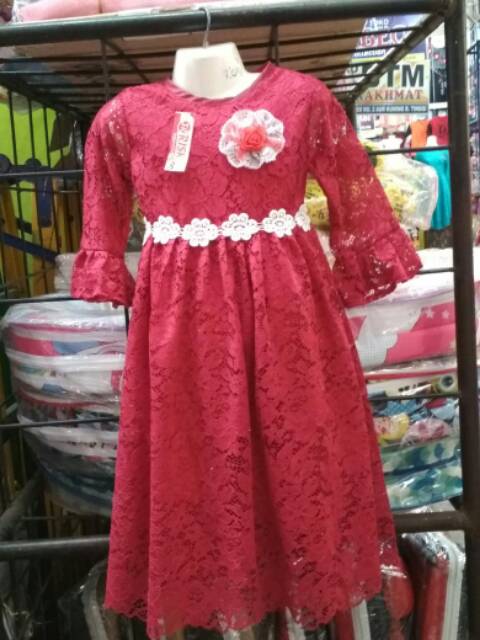 Dress Gaun full burkat buga tengah dan didada