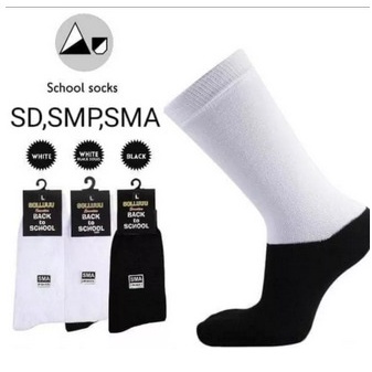 KAOS KAKI ANAK SEKOLAH SMP HITAM/PUTIH/ATAS PUTIH BAWAH HITAM POLOS