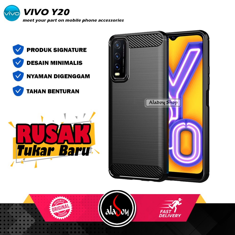 Case VIVO Y20 Ultra Slim Silicon Carbon Premium Softcase Casing hp