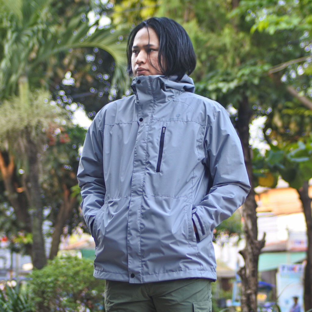 Greenforest Bunaken Jaket Gunung Waterproof Inner Polar Pria dan Wanita-Abu Muda