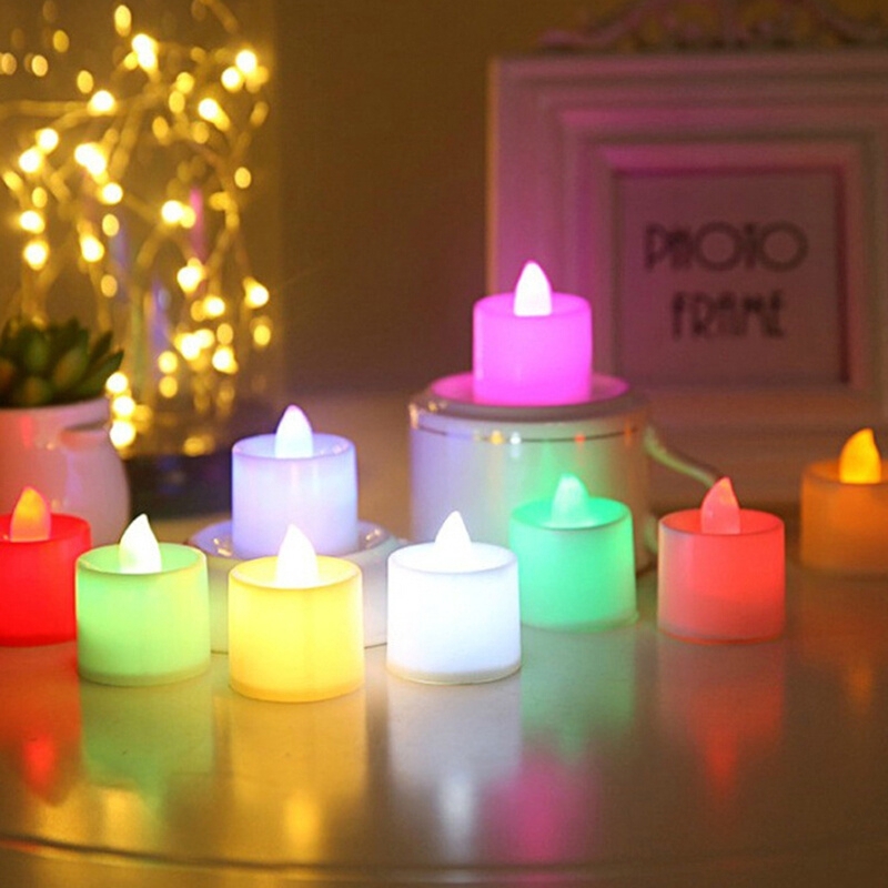 1pc Lilin Led Tanpa Api Warna-Warni Tenaga Baterai Untuk Dekorasi Natal/Pernikahan