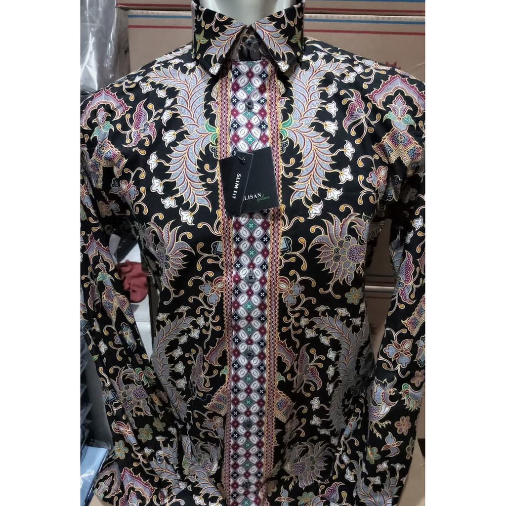 Trendi 2018 ALISAN Kemeja Batik Lengan Panjang Slimfit - Motif Ayam //Hitam// - Hitam, S