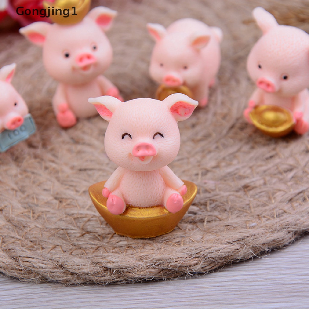 Gongjing1 5pcs / set Miniatur Babi Lucu Untuk Dekorasi Taman Peri Diy