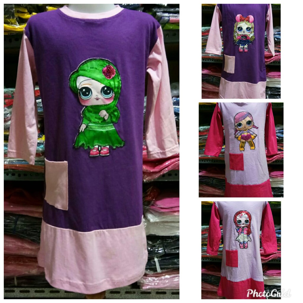 Gamis kaos anak karakter lucu Bisa Nyala