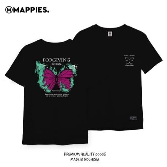 T-SHIRT STREATWEAR ORIGINAL PREMIUM SPESIAL SERIES MAPPIES ARTIKEL FORGIVING BUTTERFLY |  kaos hitam pria wanita oversize catton combat 30s