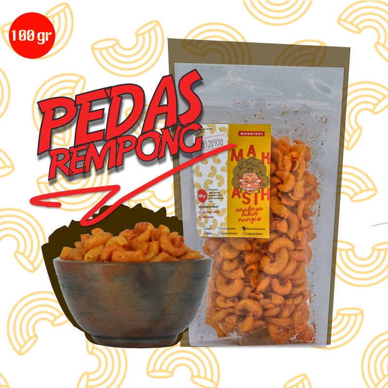 

Kemasan 100 gr Makaroni Mak Asih Camilan Enak Pedas Rempong