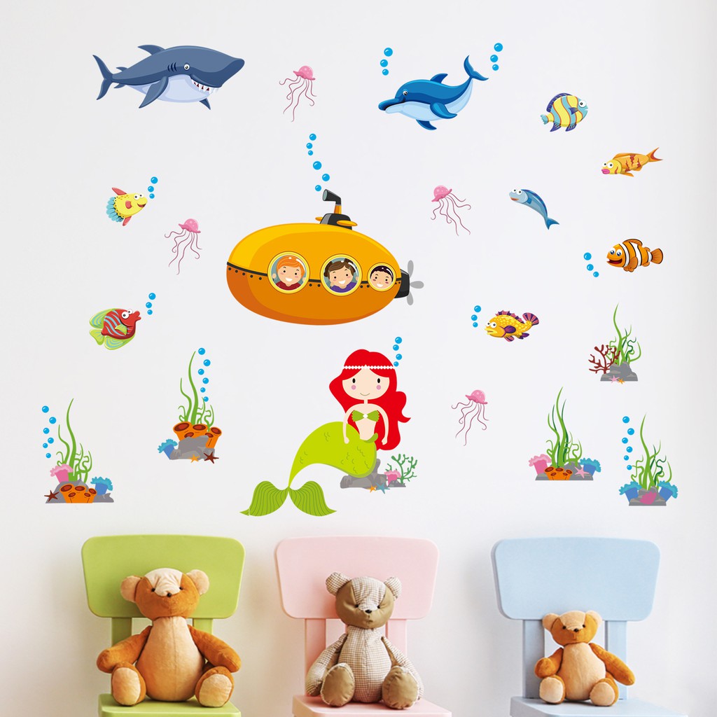 RELIZA Wall Sticker / Stiker Dinding 60X90 IKAN PAUS HIU FISH TOILET KAMAR MANDI JM7262