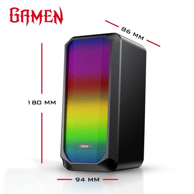 GAMEN GS6 Multimedia Speaker Gaming / Sound Audio / Sound Bar RGB Rhythm Light For Computer / PC / Laptop Super Bass Original - Garansi 1 Tahun