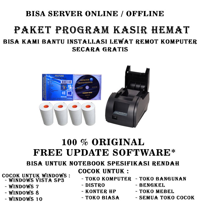 Paket program kasir pos distro toko konter super hemat Paket software kasir pos distro toko original