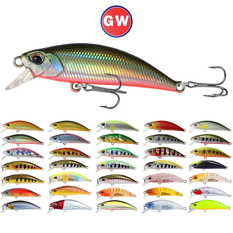 Umpan Pancing Ikan Minnow 3D 35 Warna 5g / 5cm Bahan Plastik Dengan 2 Kail