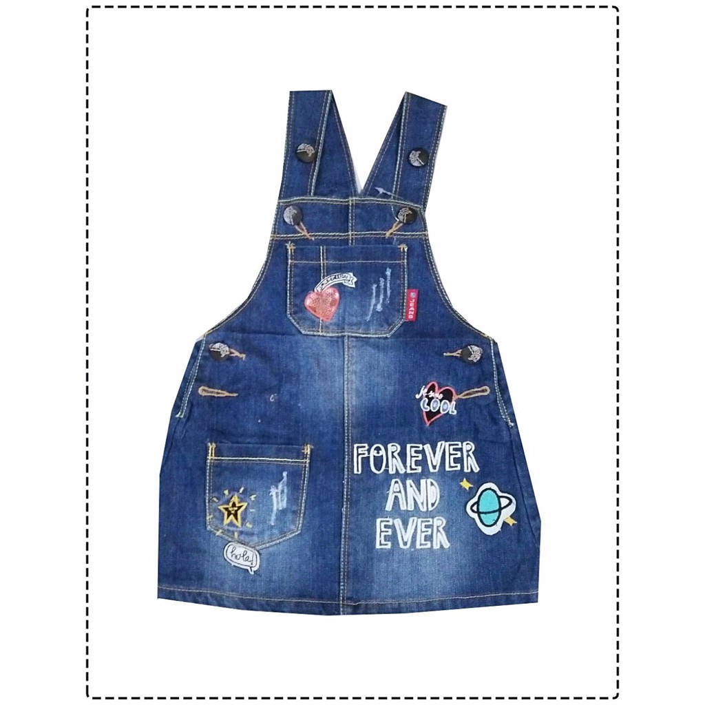 Overall Dress Jeans Anak Perempuan Forever/ Overall Jeans Anak Perempuan