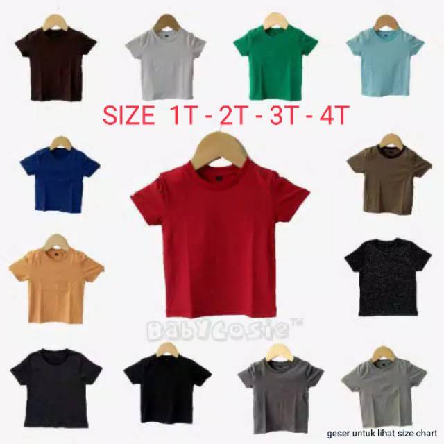  KAOS POLOS ANAK COMBED UNISEX Bayi Tshirt Distro Katun 